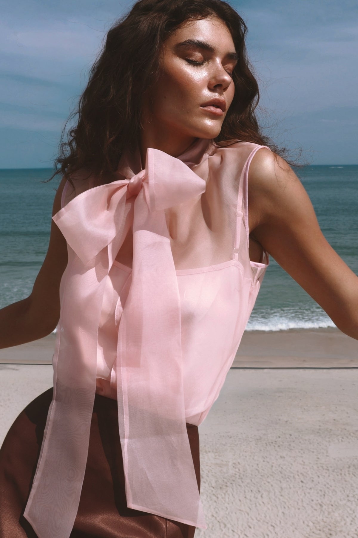 BLUSA LAÇO EM ORGANZA DE SEDA