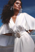 VESTIDO LONGO CETIM CAPA OFF