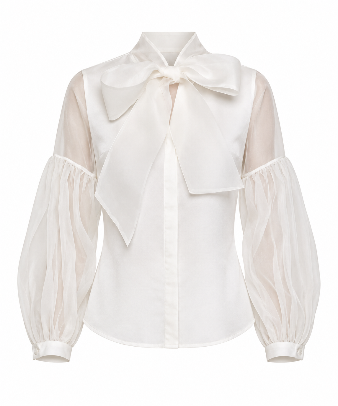 CAMISA MANGA LONGA LAÇO ORGANZA DE SEDA