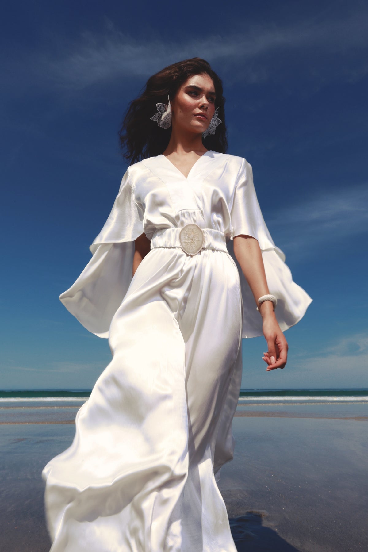 VESTIDO LONGO CETIM CAPA OFF