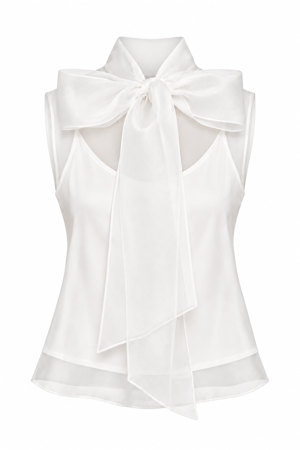 BLUSA LAÇO EM ORGANZA DE SEDA OFF-WHITE