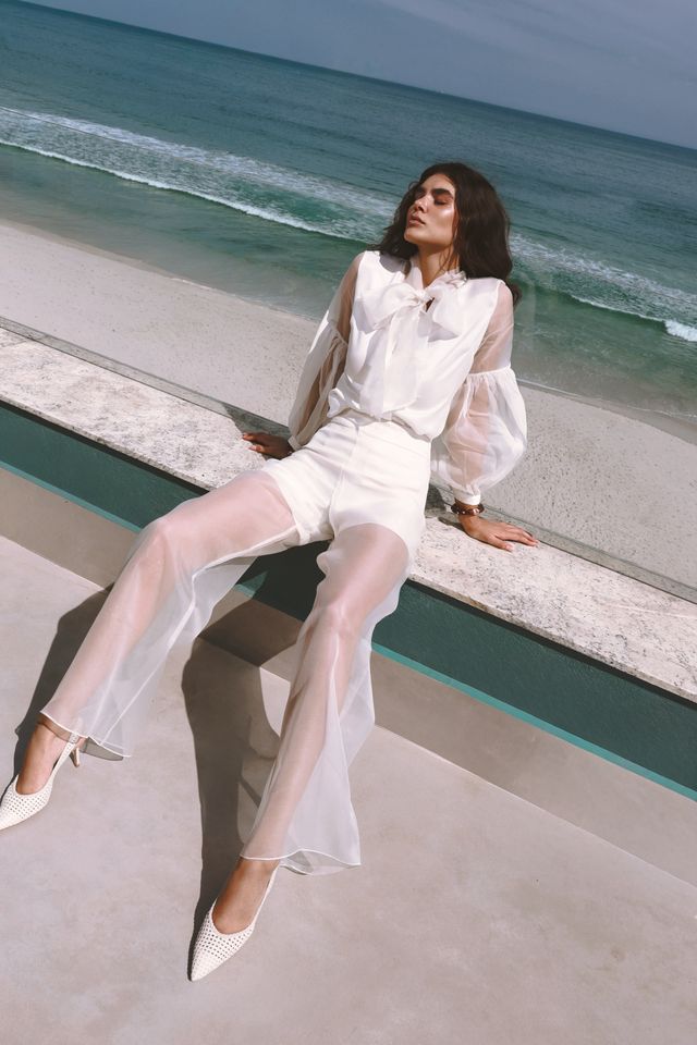 CALÇA PANTALONA DE ORGANZA OFF - WHITE