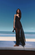 SAIA LONGA DE ORGANZA PRETO